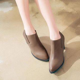 Genuine-leather Chunky-heel Ankle Boots