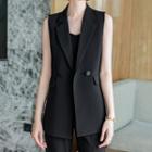 Double-breasted Vest / Straight Leg Cropped Dress Pants / Set