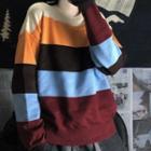Color Block Round Neck Sweater As Shown In Figure - One Size