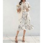 Single-breasted Linen Blend Blazer Oatmeal - One Size