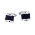 Fashion Simple Frosted Blue Geometric Rectangular Cufflinks With Cubic Zirconia Silver - One Size