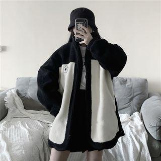 Color Block Zip Jacket Black & White - One Size