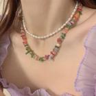 Faux Gemstone Freshwater Pearl Necklace (various Designs)