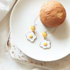 Alloy Egg Dangle Earring Needle - White & Yellow - One Size
