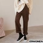 Tall Size Band-waist Corduroy Wide-leg Pants