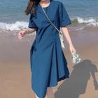 Short-sleeve Asymmetrical Smock Dress