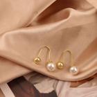 Double-sided Faux Pearl Earring 1 Pair - Gold - One Size