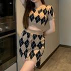 Argyle Knit Top / Skirt