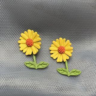 Flower Dangle Ear Stud 1 Pair - S925 Silver - One Size