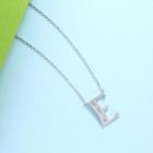 925 Sterling Silver Fashion Personality English Alphabet E Cubic Zircon Necklace Silver - One Size