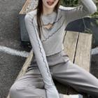 Long-sleeve Cut-out Lettuce Edge Top
