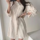 Long-sleeve Fringe Mini A-line Dress