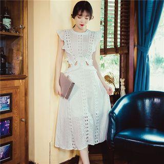 Eyelet Lace Sleeveless A-line Midi Dress