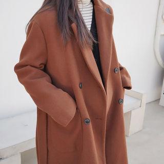Double-breasted Long Coat With Tie-belt