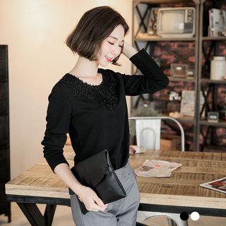 Crocheted Lace Round-neck Top
