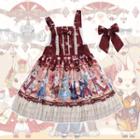 Printed Pinafore Dress / Lace Trim Blouse / Hairband / Set