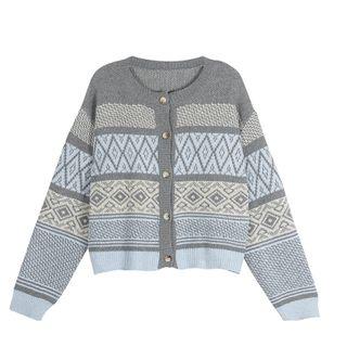 Long-sleeve Pattern Printed Cardigan