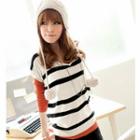 Short-sleeve Striped Knit Top