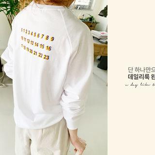 Number Print Boxy T-shirt White - One Size
