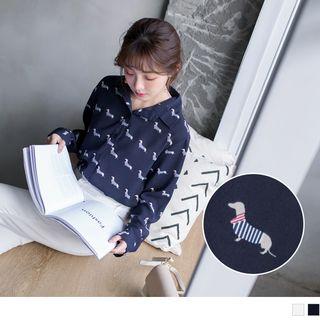 Dog Print Chffion Blouse