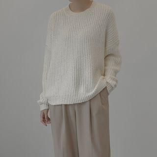 Drop-shoulder Glittered Sweater