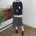 Slit-front Long A-line Skirt