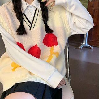 Flower Sweater Vest Almond - One Size