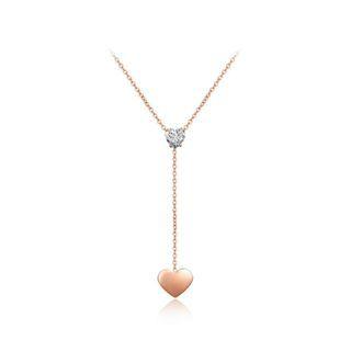 Fashion Simple Plated Rose Gold Heart Tassel Cubic Zircon 316l Stainless Steel Necklace Rose Gold - One Size