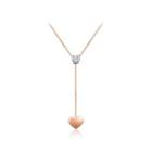 Fashion Simple Plated Rose Gold Heart Tassel Cubic Zircon 316l Stainless Steel Necklace Rose Gold - One Size