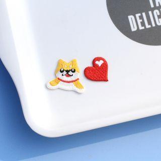Set Of 2 : Heart /dog Embroidered Patch / Brooch