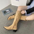 Pointy Block-heel Tall Boots