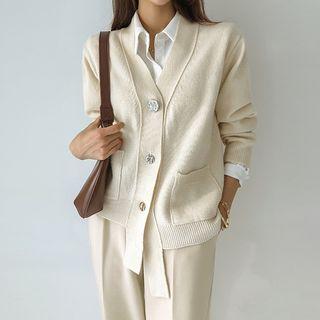 Asymmetric Cashmere Blend Cardigan