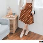 Dotted Print Knit A-line Skirt