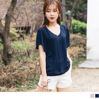 Flutter Sleeve V-neck Top