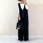 Sleeveless V-neck Zip Wide-leg Jumper Pants