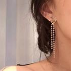 Heart Faux Crystal Fringed Earring Cf1621 - 1 Pair - Gold - One Size