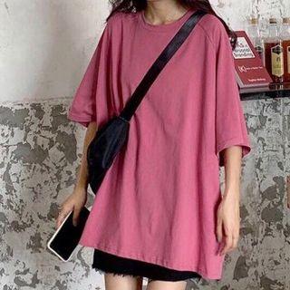 Plain Crewneck Long T-shirt
