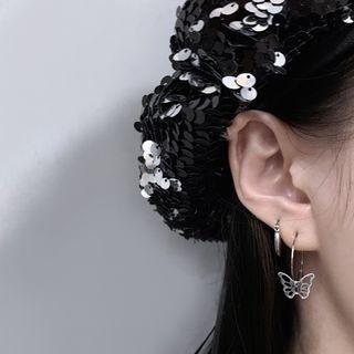 Butterfly Hoop Earring 1 Pair - Silver - One Size