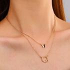 Butterfly Pendant Layered Alloy Necklace 01 - Gold - One Size