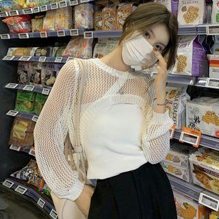 Asymmetrical Camisole Top / Crochet Knit Shrug
