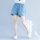 Elastic Waist Denim Wide-leg Shorts