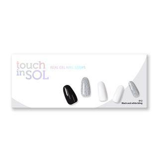 Touch In Sol - Real Gel Nail Strips - 12 Types #12 Black And White Bling