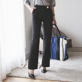 Metal-accent Straight-cut Dress Pants