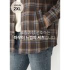Multi-pocket Napped Plaid Shirt