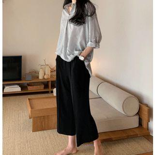 Elasticized-waist Sleek Wide-leg Pants