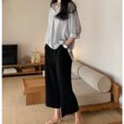 Elasticized-waist Sleek Wide-leg Pants