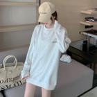 Lettering Cutout Sweatshirt Melange White - One Size
