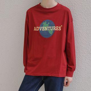 Printed Long-sleeve Plain T-shirt