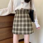 Plaid Fleeced A-line Skirt