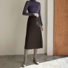 Buttoned Wrap-front Long Skirt